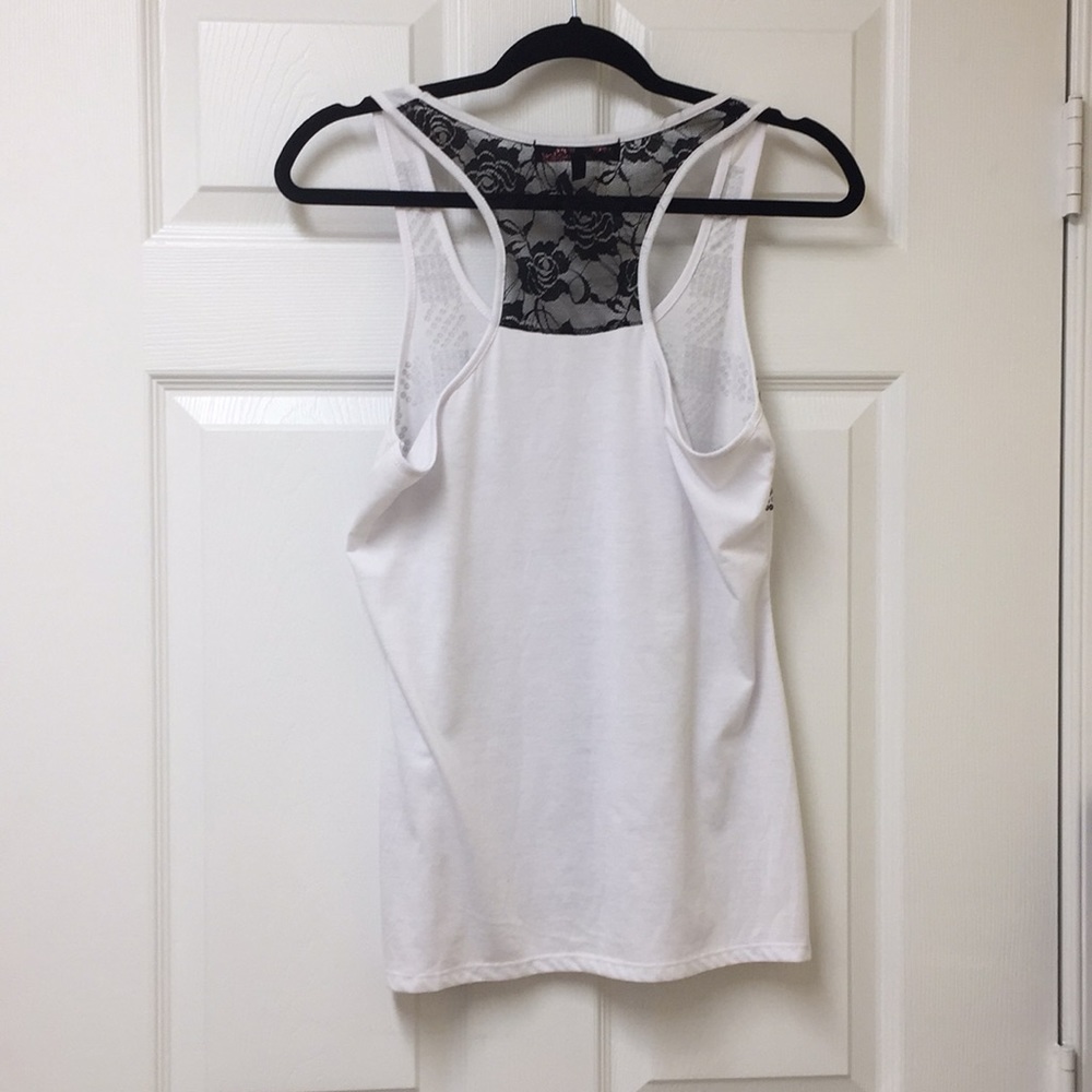 Black Sequin Geometric Wht Cotton Tank Size-L - Picture 5 of 5